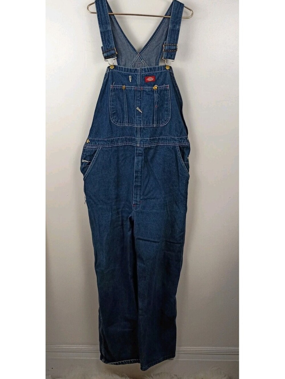 Dickies Mens Indigo Blue Denim Bib Overalls Workwear Carpenter 42x30